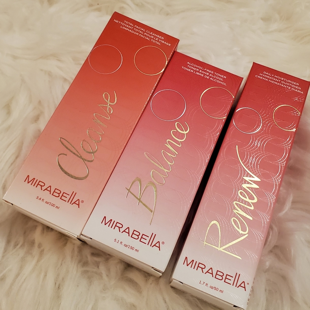 Bundle of 3 Mirabella skin care - Cleanser, Toner, Age-Defying Daily Moisturizer